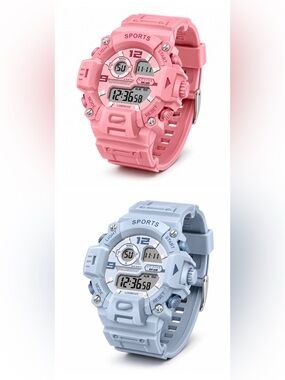 Bundle of Two Activa 42 mm Digital Sports Watches – Bubblegum Pink & Baby Blue